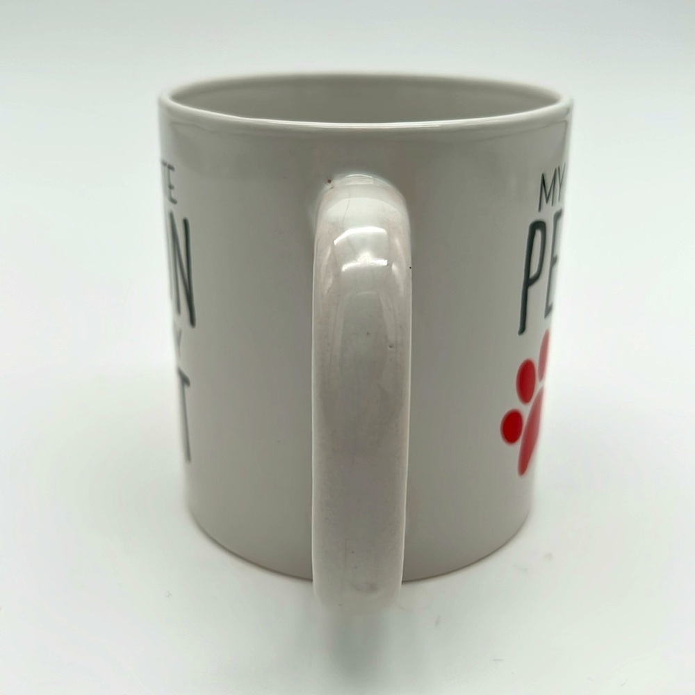 “My Favorite Person is my Cat” White Mug with Red Paw Print - Royal Norfolk - Picture 4 of 9